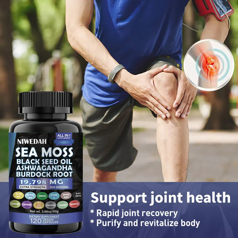 Niwedah Sea Moss | 120 Capsules | Immune Support & Digestive Health | Natural Sea Moss Supplement Rich in Minerals & Vitamins