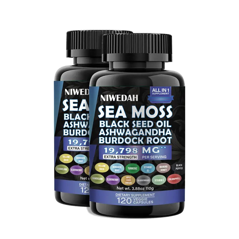 Niwedah Sea Moss | 120 Capsules | Immune Support & Digestive Health | Natural Sea Moss Supplement Rich in Minerals & Vitamins