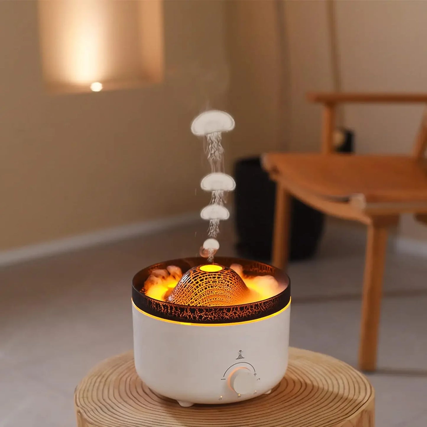 1Pc-Volcano Jellyfish Aromatherapy Machine USB Home Office Aromatherapy Ultrasonic Large Capacity Flame Humidifier