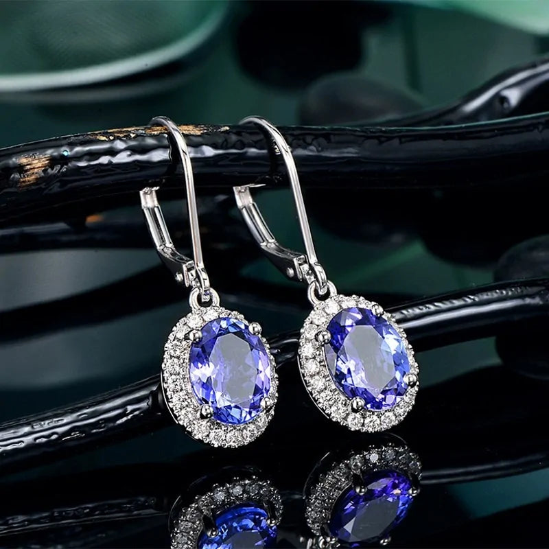 Blue Crystal Dangle Earrings