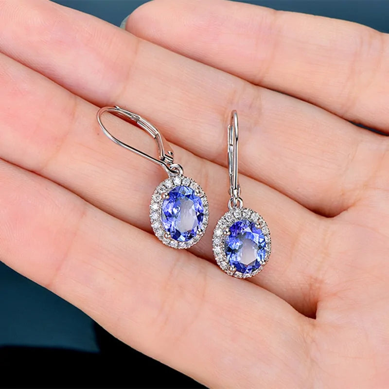 Blue Crystal Dangle Earrings