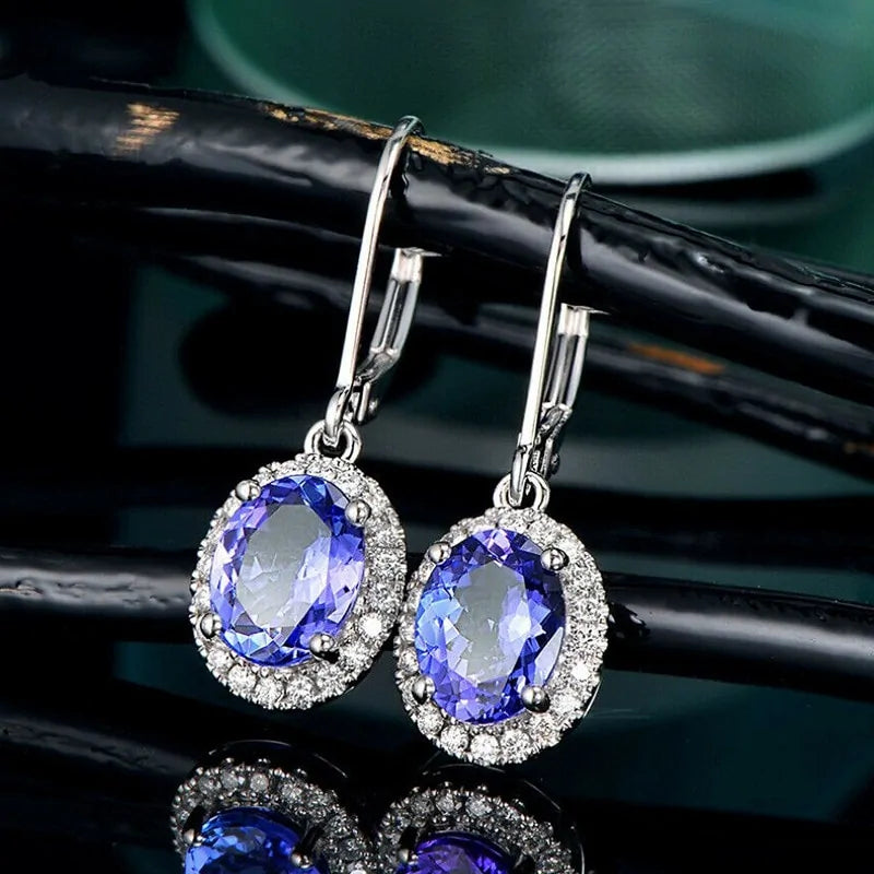 Blue Crystal Dangle Earrings