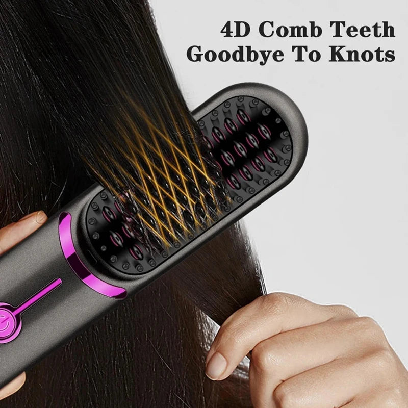 Wireless Hair Straightener Brush Fast Heated Straightener Brush Third Gear Adjustable Hair Curler Portable Heating Comb