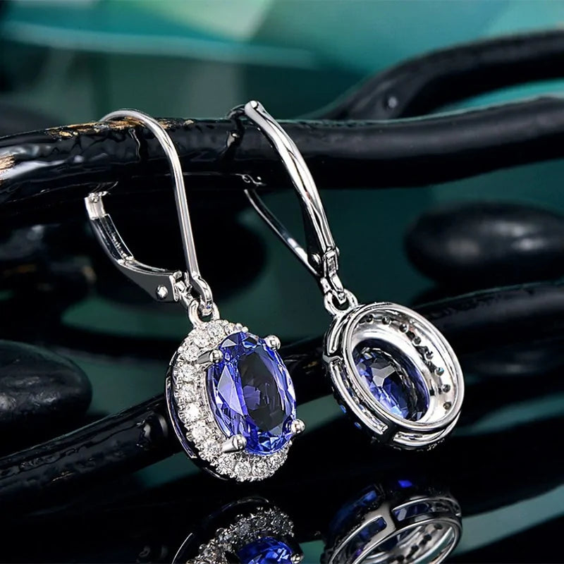 Blue Crystal Dangle Earrings