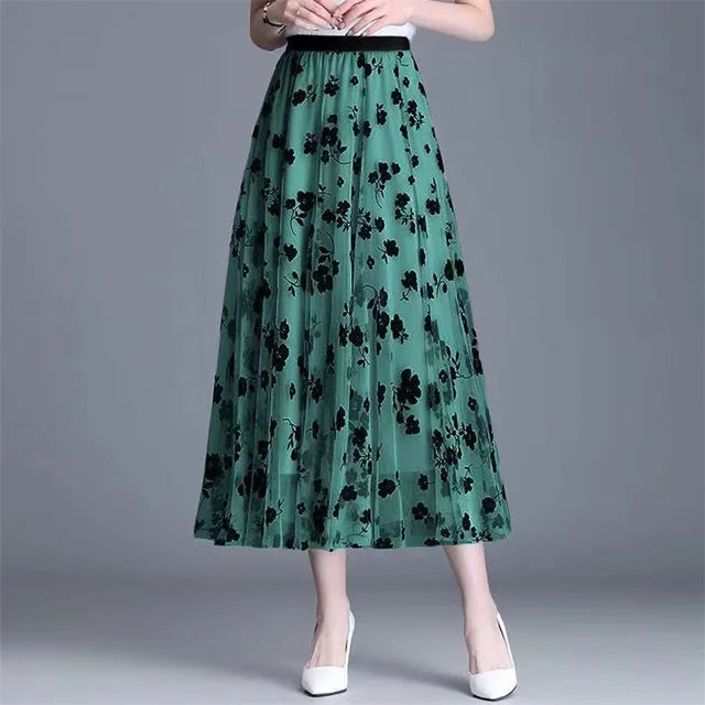 FloralGrace Mesh Skirt